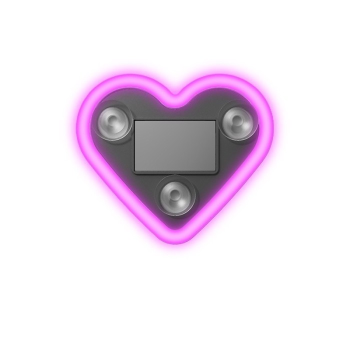 Lumina Auto Ambientala, Flippy, Model Inima, Incarcare Solara/USB, Afisaj Baterie, 9.7 x 8.4 x 1.6 cm, Roz