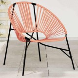 VidaXL Scaun Ou de grădină Negru și Portocaliu Poly Rattan