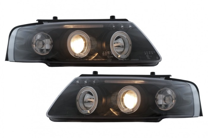 Faruri Angel Eyes VW Passat B5 3B (11.1996-08.2000) Negru Performance AutoTuning