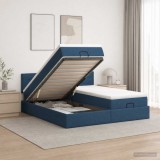 Cumpara ieftin Pat Ottoman cu Saltea si LED albastru 180 x 200 cm Tesatura