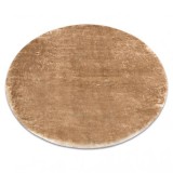 Covor modern de spălat LAPIN cerc shaggy, antiderapant fildeș / maro, cerc 120 cm, Rotund, Poliester