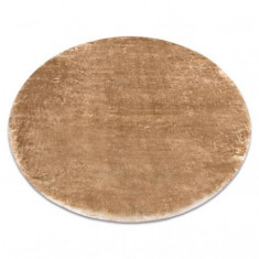 Covor modern de spălat LAPIN cerc shaggy, antiderapant fildeș / maro, cerc 100 cm