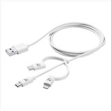 Cumpara ieftin Cablu Cellularline 3in1 Usb la MicroUsb-Usb-C-Lightning 1M Alb