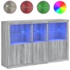 Servanta cu lumini LED, gri sonoma, 162x37x100 cm
