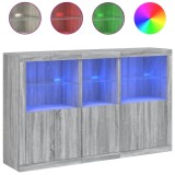 Servanta cu lumini LED, gri sonoma, 162x37x100 cm