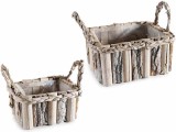 Set 2 cosuri lemn natur cm 25,5x21,5x12 H, 21,5 x 17 x 10,5 H