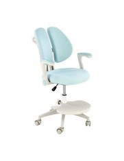 Scaun birou ergonomic pentru copii HM Panco, ajustabil pe inaltime si adancime, mesh, suport pentru picioare, 70 kg, bleu