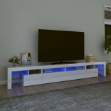 Comoda TV cu lumini LED, alb extralucios, 260x36,5x40cm