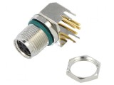 Conector M8 mamă 4 PIN unghi 90&deg; pentru PCB soclu 4A IP68