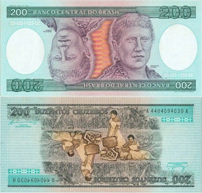 1984 , 200 cruzeiros ( P-199b ) - Brazilia - stare UNC foto