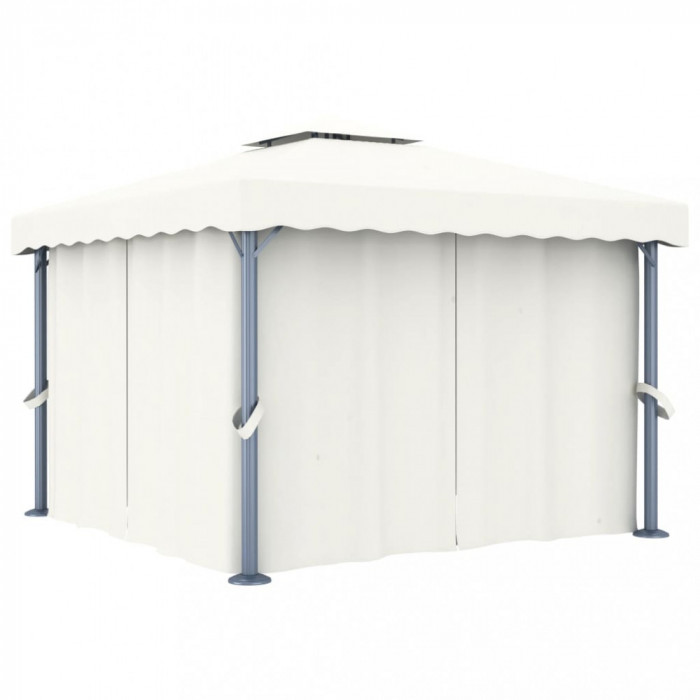 vidaXL Pavilion cu perdea, alb crem, 3 x 3 m, aluminiu