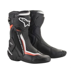Cizme moto Alpinestars Smx Plus V2, negru/fluo/rosu/alb, marime 43