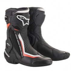 Cizme moto Alpinestars Smx Plus V2, negru/fluo/rosu/alb, marime 44