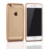 Husa Silicon Transparenta Aurie pentru Samsung Galaxy A3 2017 (A320) - Protectie Subtire si Eleganta