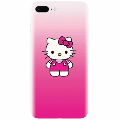 Husa silicon pentru Apple Iphone 7 Plus, Cute Pink Catty foto