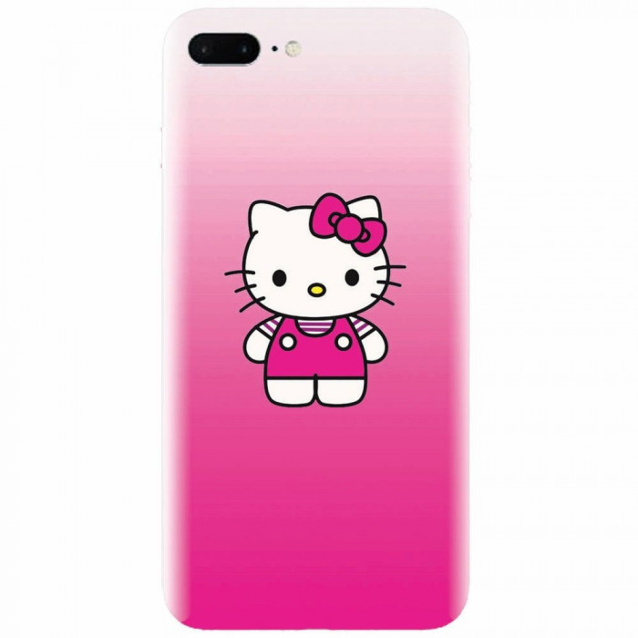 Husa silicon pentru Apple Iphone 7 Plus, Cute Pink Catty