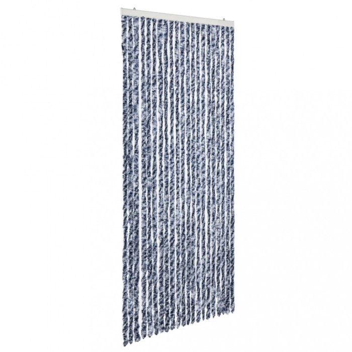 Perdea de insecte, albastru, alb, argintiu, 90x220 cm, Chenille