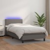 VidaXL Pat cu arcuri, saltea și LED, gri, 100x200 cm, piele ecologică 3134151