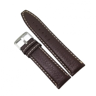 Curea de ceas din Piele Naturala - Culoare Maro si Cusatura alba - 18mm / 24mm - GR378M foto