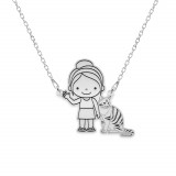 Childhood - Colier personalizat silueta copil cu animalut din argint 925, Bijubox