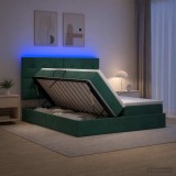 Cumpara ieftin Pat cu LED si saltea Verde inchis 200 x 200 cm Catifea
