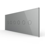 Cumpara ieftin Intrerupator touch Livolo triplu dublu, rama sticla gri, standard italian 6M