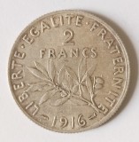 FRANTA 2 FRANCI 1916 ARGINT AUNC ( CITITI VA ROG DESCRIEREA ENUNTUL )