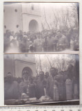 Bnk foto - 2 poze sfintire biserica Costieni 1956 - patriarhul Justinian Marina, Alb-Negru, Portrete, Romania de la 1950