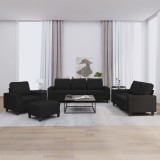 VidaXL Set de canapele, 4 piese, negru, material textil