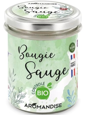 Lumanare parfumata bio salvie, vegana, 150g Aromandise foto