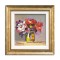 Tablou inramat pictat manual, Vaza cu flori, parfum de sarbatoare, 30x30cm ulei pe panza in cutit efect 3D, Geo Ungureanu