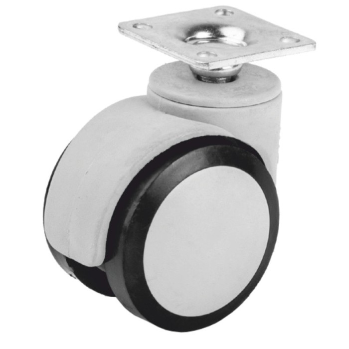 Roata pentru mobila, gri, cu rulment, &Oslash; 50 mm, placa 38 x 38 mm