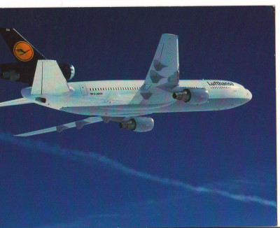 CPI B 11148 CARTE POSTALA - AVION. LUFTHANSA McDonnell Douglas DC10, IN ZBOR foto