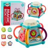 Jucarie educativa si interactiva 7 in 1 pentru copii WePro Store, centru de activitati cu 5 laturi, sunete si lumini, Model Soare, 3 ani +