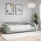 Cadru Pat vidaXL Gri Deschis 100x200 cm Catifea Canapea Extensibila Metal si Lemn Masiv