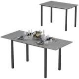 HOMCOM Masă de dining extensibilă masă de bucătărie design modern cu blat mare 6 persoane cadrul din oțel gri &icirc;nchis | Aosom Romania