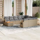 vidaXL Set canapele de grădină, 11 piese, cu perne, bej, poliratan