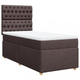 Cumpara ieftin Pat box spring cu saltea, maro inchis, 80x200 cm, textil