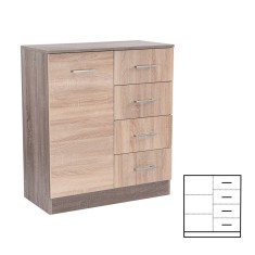 Comodă Miami cu 1 ușă și 4 sertare 80x92 cm stejar Sonoma-stejar York