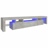 Cumpara ieftin Comoda TV cu lumini LED, gri beton, 215x36,5x40cm