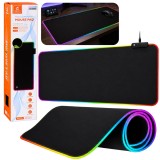 Mousepad cu iluminare LED, 80 x 30 cm, antiderapant, negru, Lean 20747