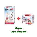 Set hranire Beaphar Lactol, lapte praf pisici Kitten 250g, biberon, tetine, orfani, crestere