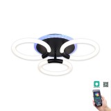 Cumpara ieftin Plafoniera LED Smart Klausen Rhea PL3 47x44x11cm, Alb, Dimabila, Telecomanda, RGB, 3000K-6500K, 2700lm, Design Modern pentru Living si Dormitor