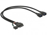 Cablu pin header USB 3.0 + USB 2.0 pin header la 2 x USB 3.0-A M-M 45cm, Delock 83829