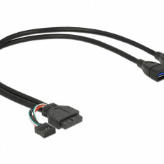 Cablu pin header USB 3.0 + USB 2.0 pin header la 2 x USB 3.0-A M-M 45cm, Delock 83829