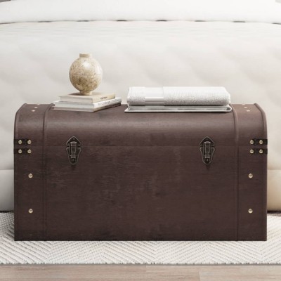 vidaXL Cufăr de comori cu zăvoare maro &amp;icirc;nchis 79,5x39,5x39,5 cm placaj 4010548 foto