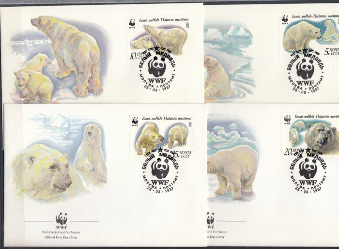4 FDC URSS 1987 - WWF - URSI POLARI