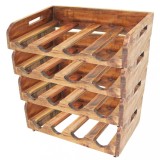 vidaXL Suporturi sticle de vin, 4 buc, 16 sticle, lemn masiv reciclat