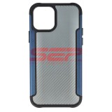 Husa iPhone 12 Pro, TPU + PC, Fibra Carbon, Albastru, Protectie Premium