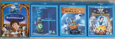 SET 4 DVD-URI POVESTI DISNEY PIXAR: RATATOUILLE, MONSTERS, WALL, SNOW WHITE foto